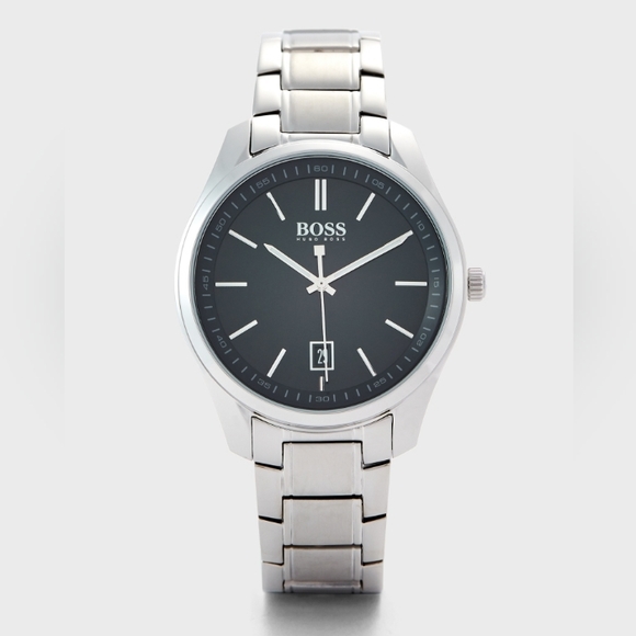Authentic Hugo Boss Circuit Silver Tone Men's Analog Quartz Watch w/ Black Dial - Picture 7 of 11